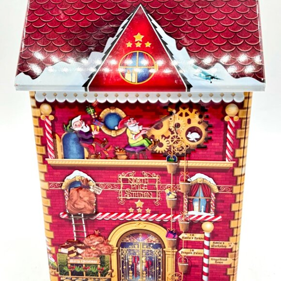 Harry London Christmas North Pole Station 3D Tin Canister Empty - Picture 3 of 10